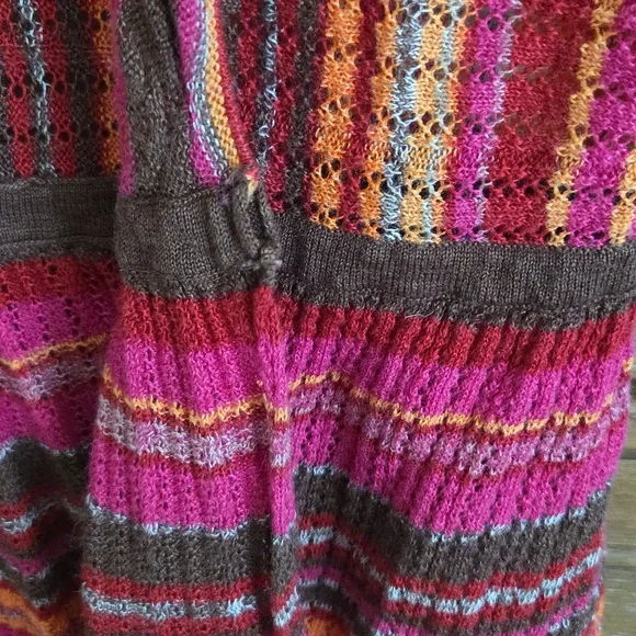 🚦3for$15🚦Peck & Peck Multicolor Open Knit Cardigan Size L - Picture 3 of 5